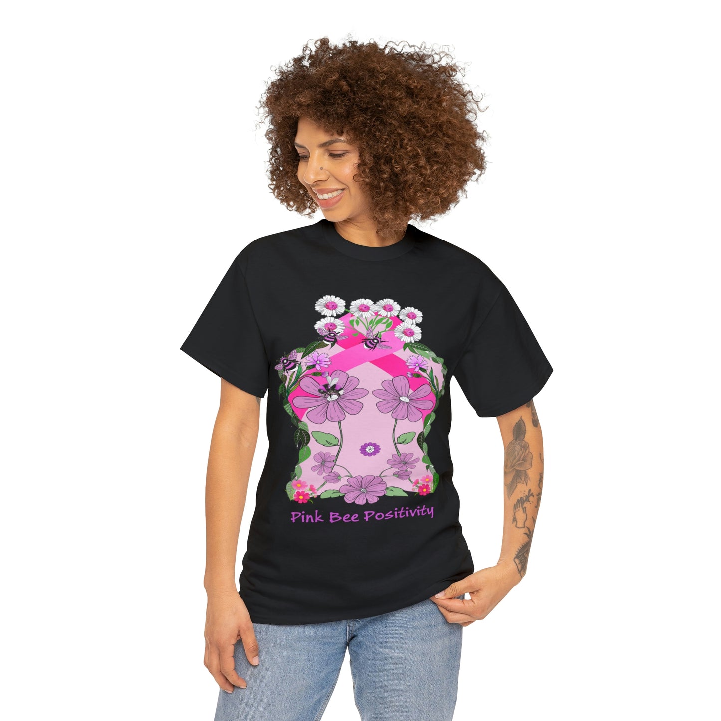 Pink Bee Positivity / T-shirt is in aid of cancer awareness, 20% of all profits will go to cancer research.
