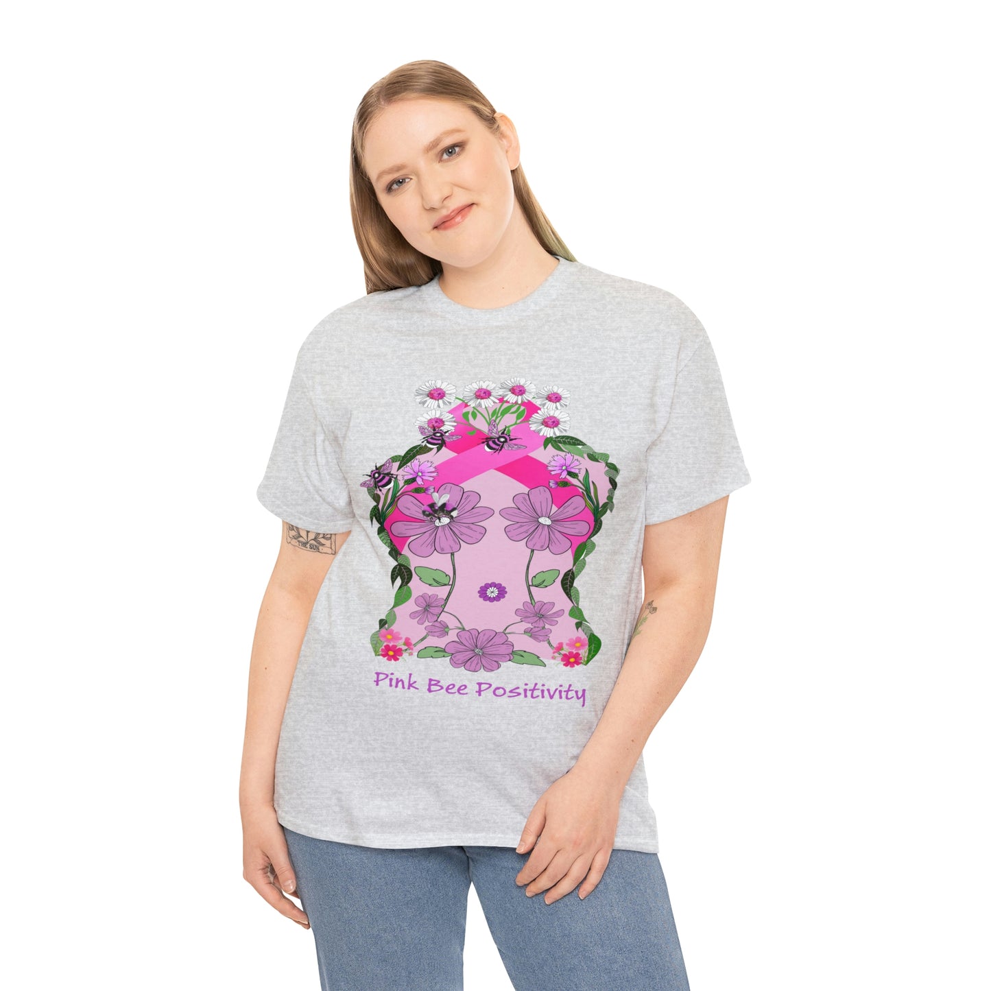 Pink Bee Positivity / T-shirt is in aid of cancer awareness, 20% of all profits will go to cancer research.