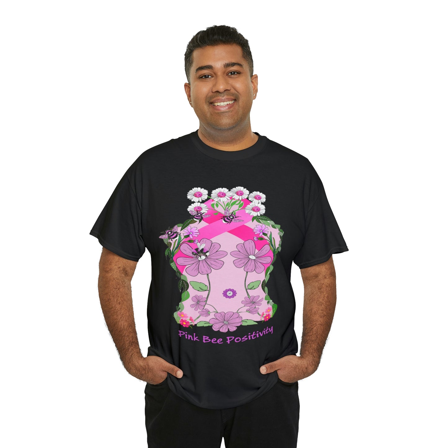 Pink Bee Positivity / T-shirt is in aid of cancer awareness, 20% of all profits will go to cancer research.