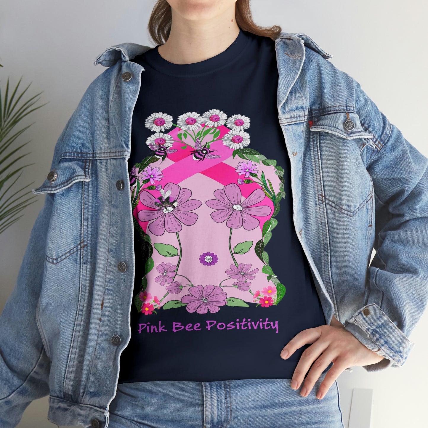 Pink Bee Positivity / T-shirt is in aid of cancer awareness, 20% of all profits will go to cancer research.