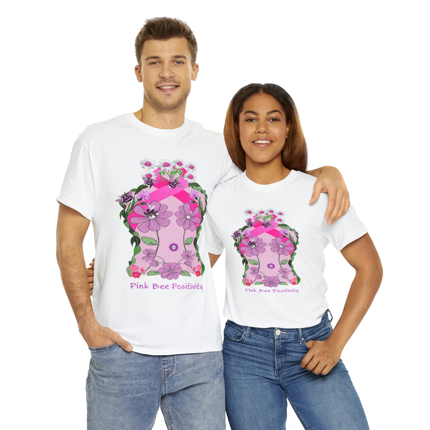 Pink Bee Positivity / T-shirt is in aid of cancer awareness, 20% of all profits will go to cancer research.