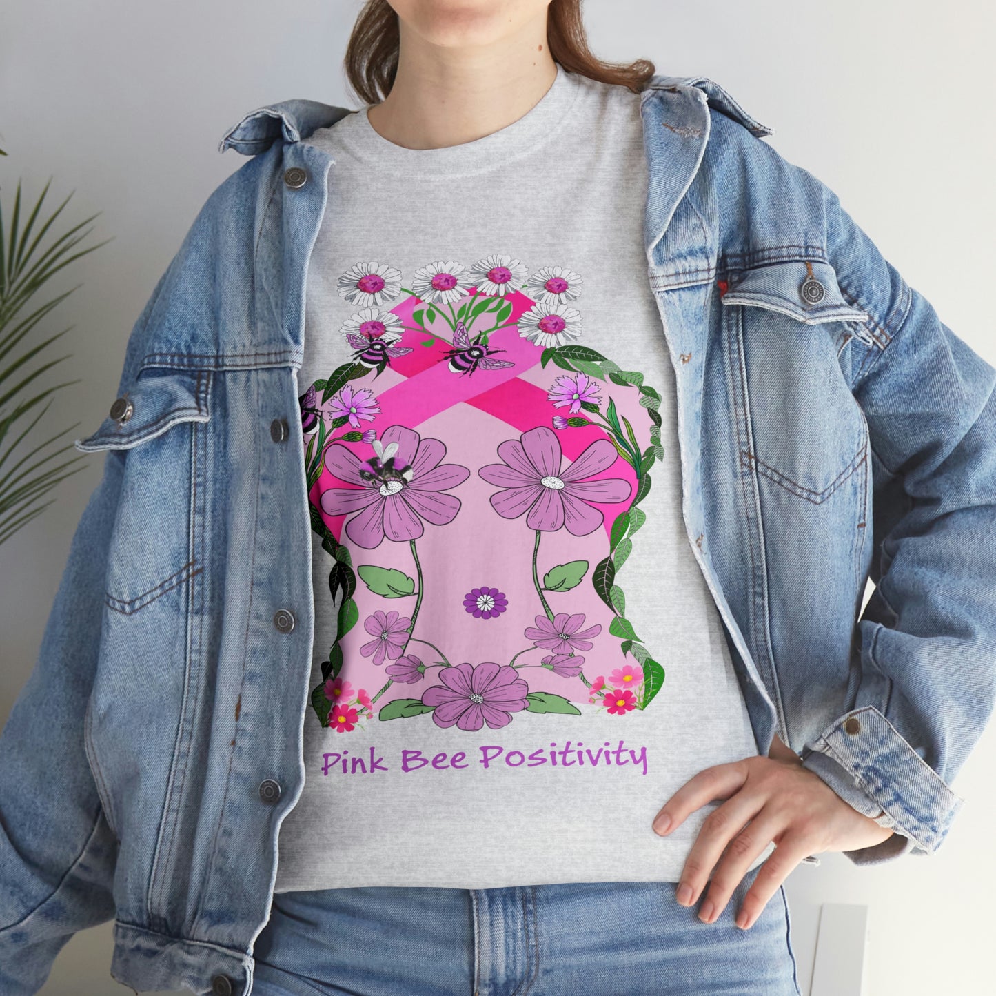 Pink Bee Positivity / T-shirt is in aid of cancer awareness, 20% of all profits will go to cancer research.