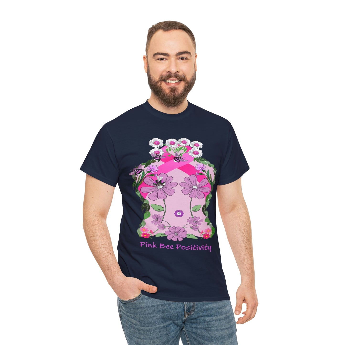 Pink Bee Positivity / T-shirt is in aid of cancer awareness, 20% of all profits will go to cancer research.