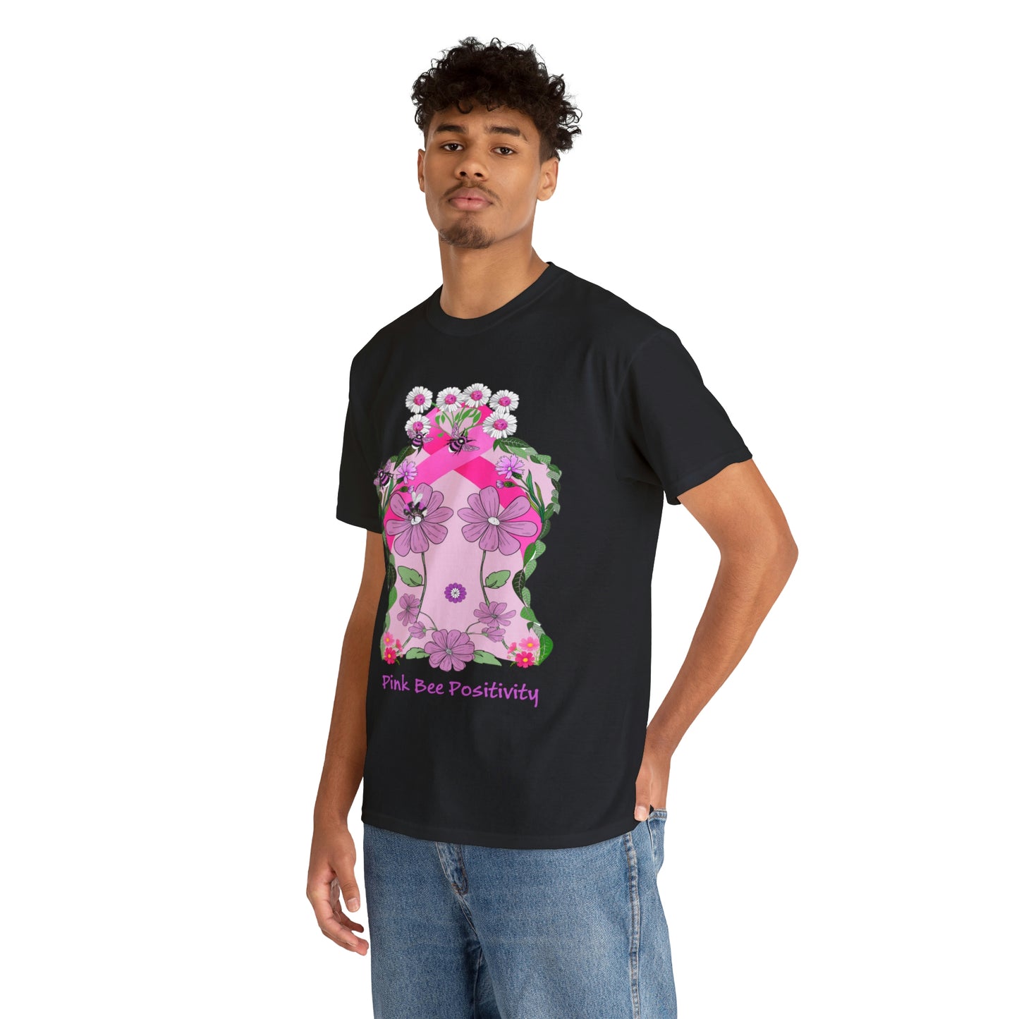 Pink Bee Positivity / T-shirt is in aid of cancer awareness, 20% of all profits will go to cancer research.