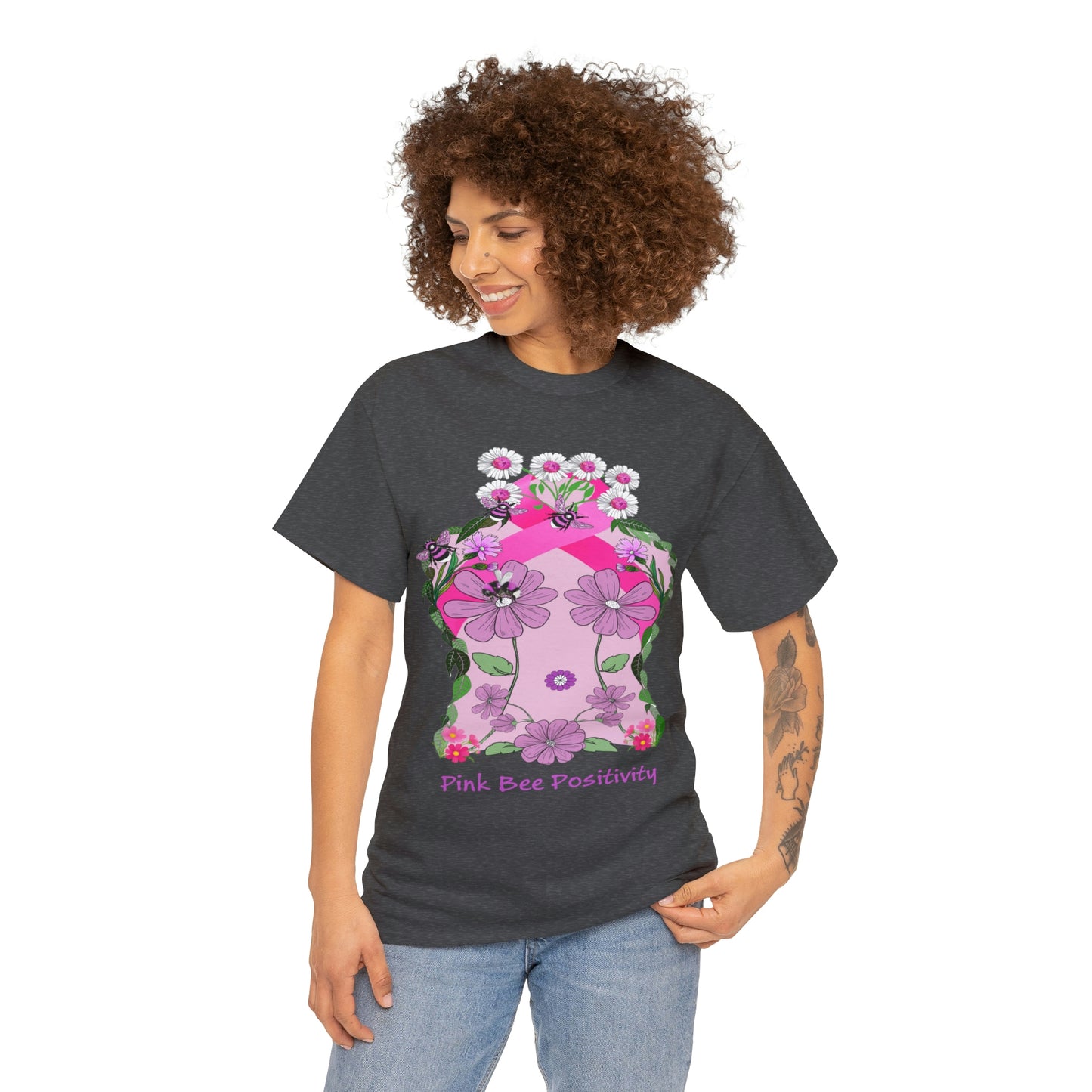 Pink Bee Positivity / T-shirt is in aid of cancer awareness, 20% of all profits will go to cancer research.