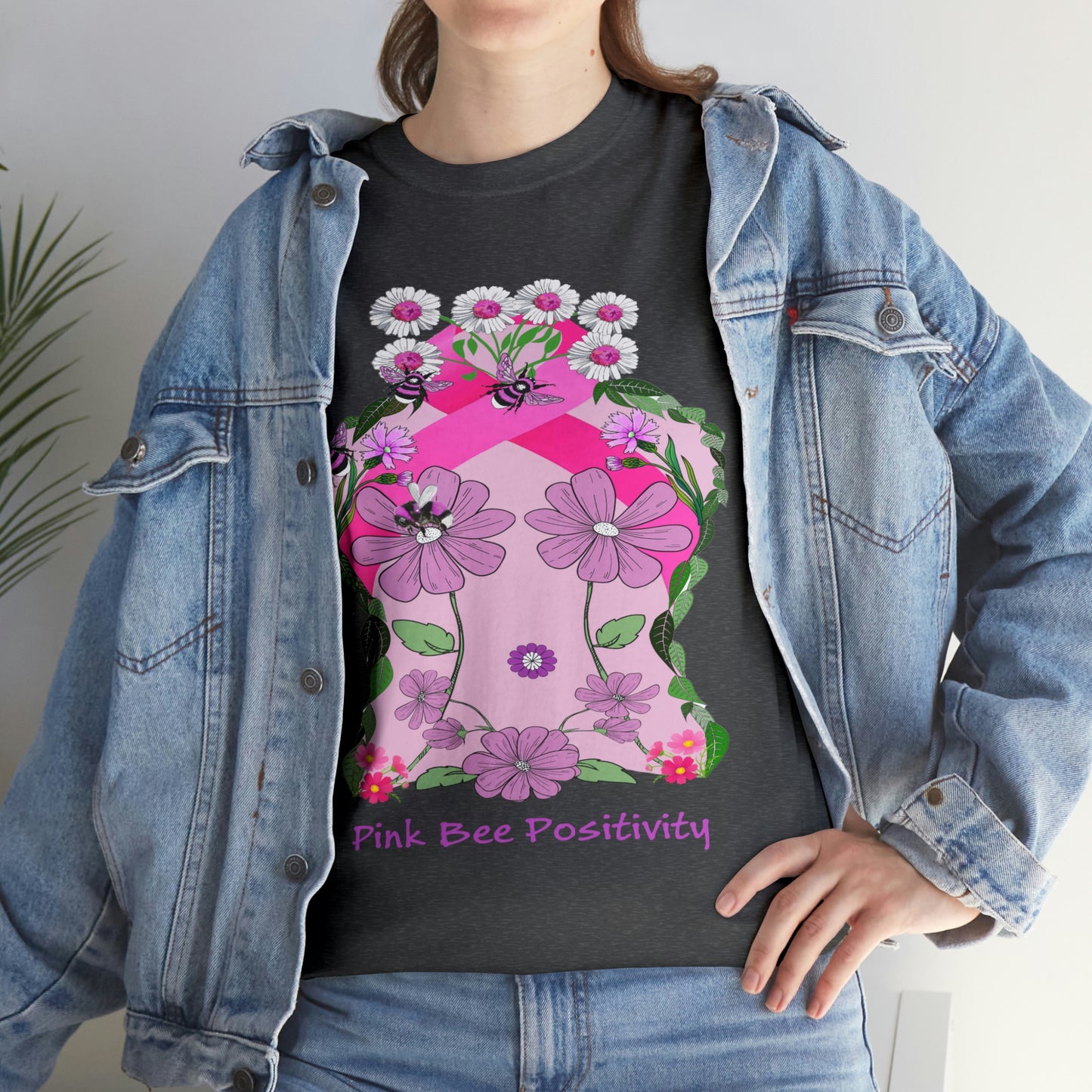 Pink Bee Positivity / T-shirt is in aid of cancer awareness, 20% of all profits will go to cancer research.