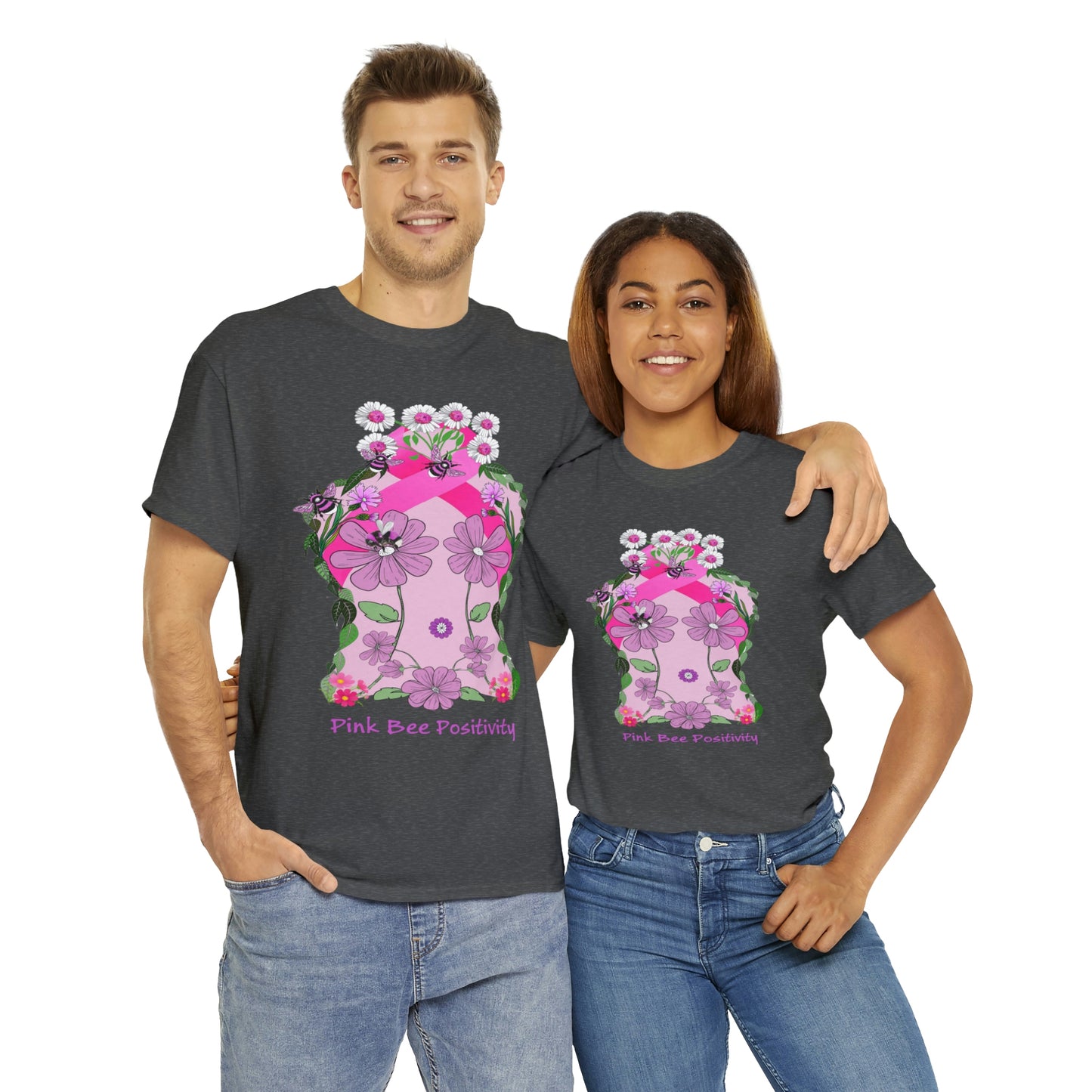 Pink Bee Positivity / T-shirt is in aid of cancer awareness, 20% of all profits will go to cancer research.