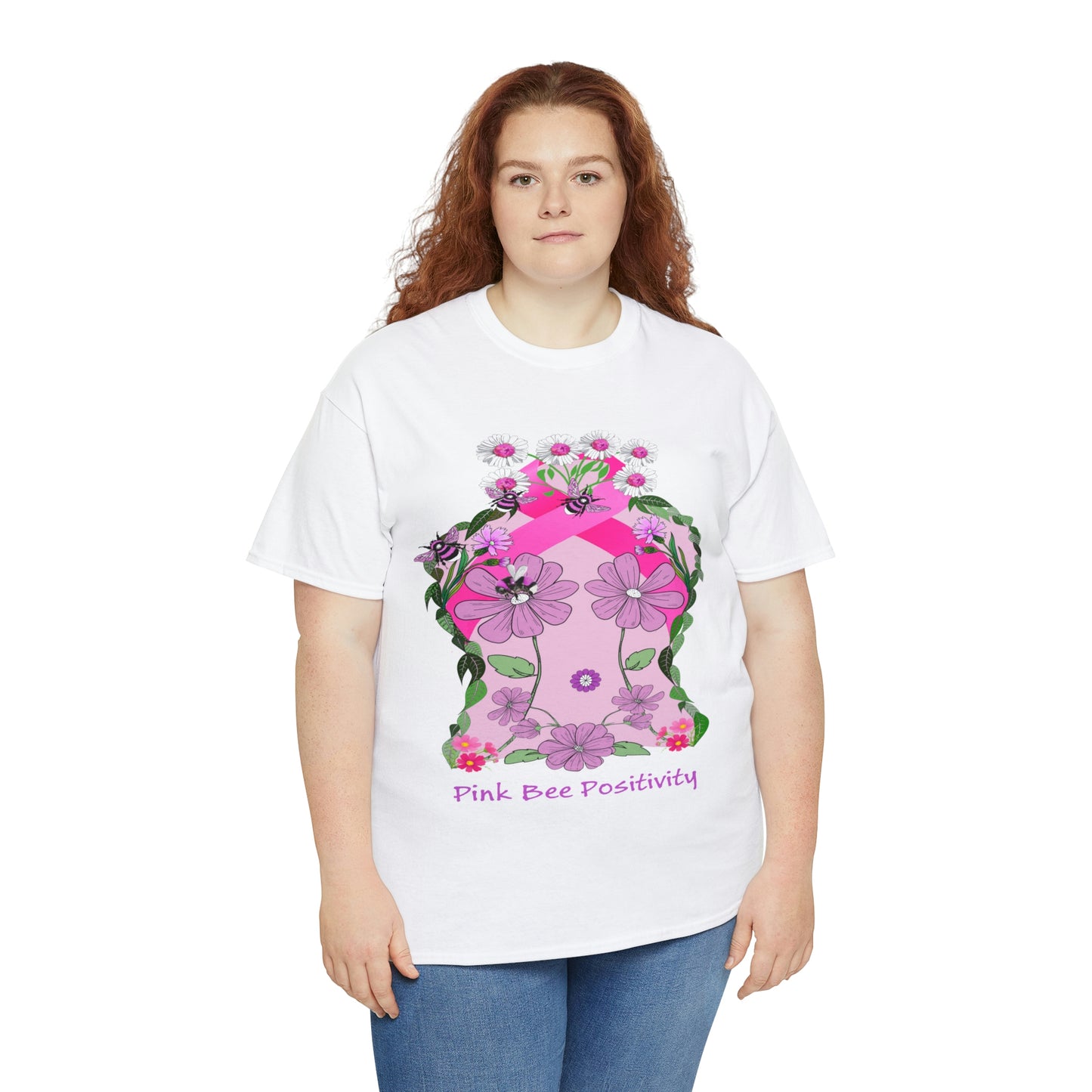 Pink Bee Positivity / T-shirt is in aid of cancer awareness, 20% of all profits will go to cancer research.