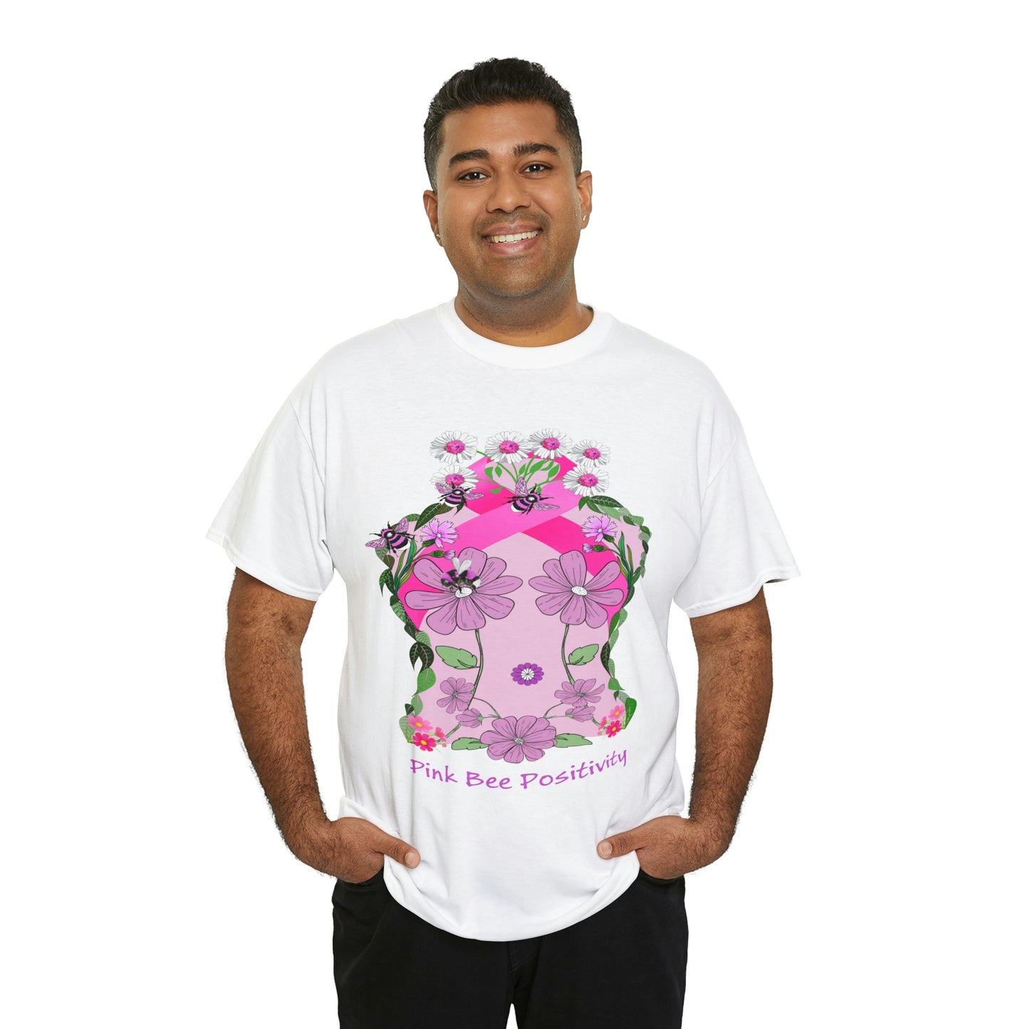 Pink Bee Positivity / T-shirt is in aid of cancer awareness, 20% of all profits will go to cancer research.