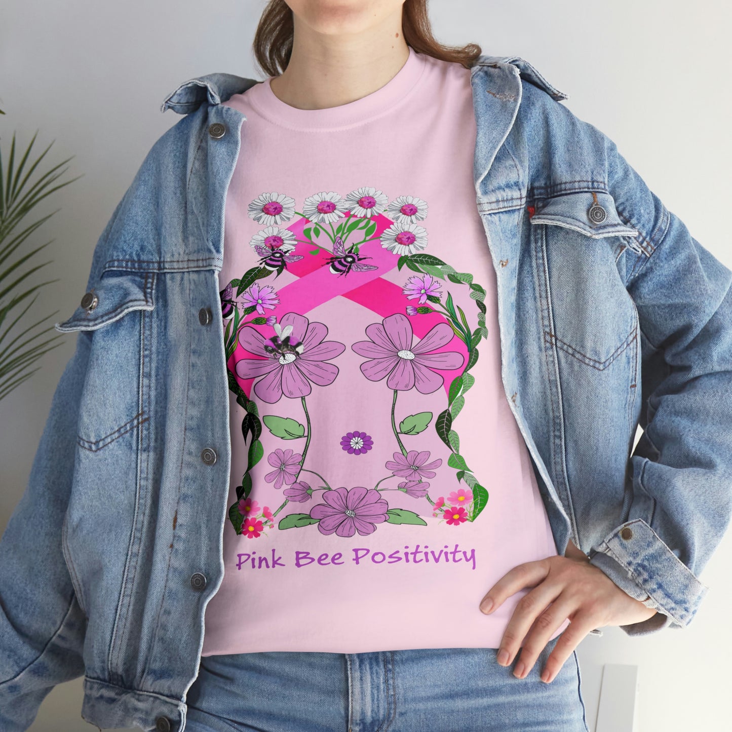 Pink Bee Positivity / T-shirt is in aid of cancer awareness, 20% of all profits will go to cancer research.