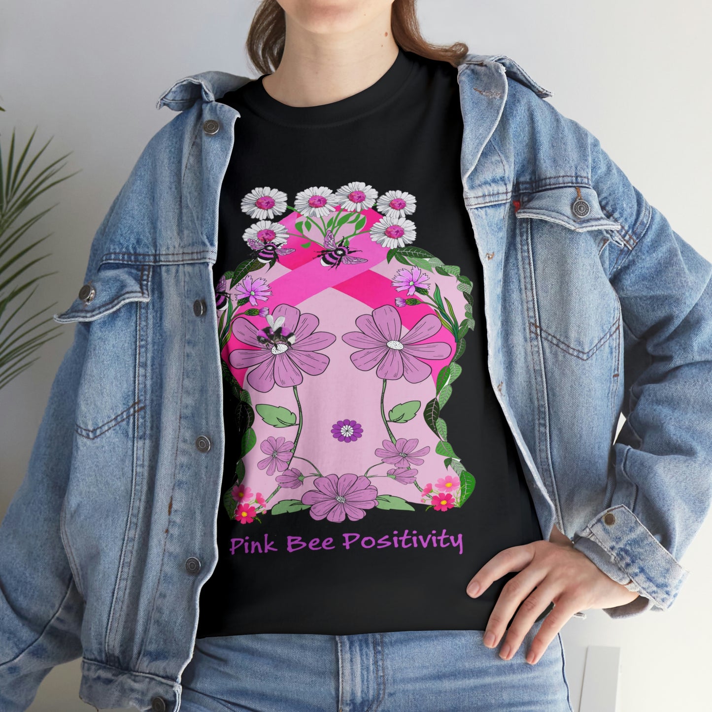 Pink Bee Positivity / T-shirt is in aid of cancer awareness, 20% of all profits will go to cancer research.