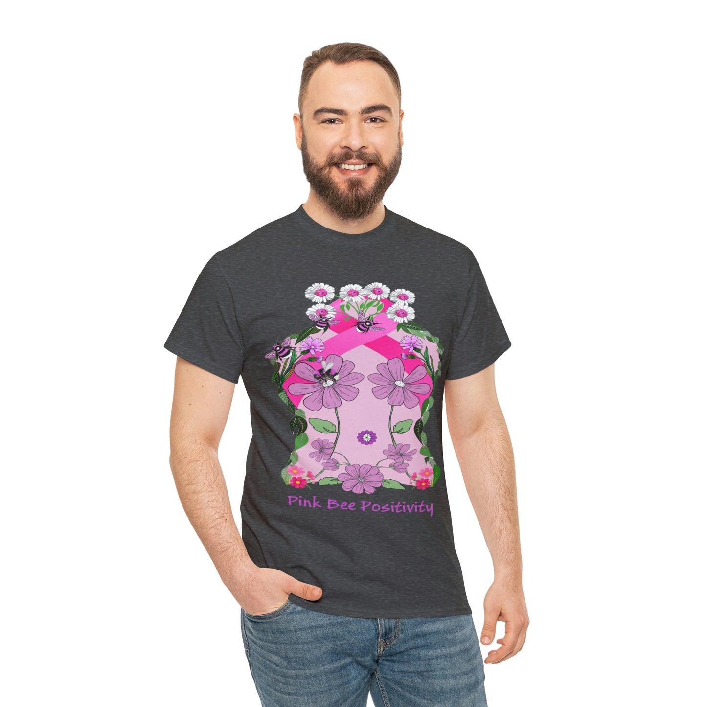 Pink Bee Positivity / T-shirt is in aid of cancer awareness, 20% of all profits will go to cancer research.