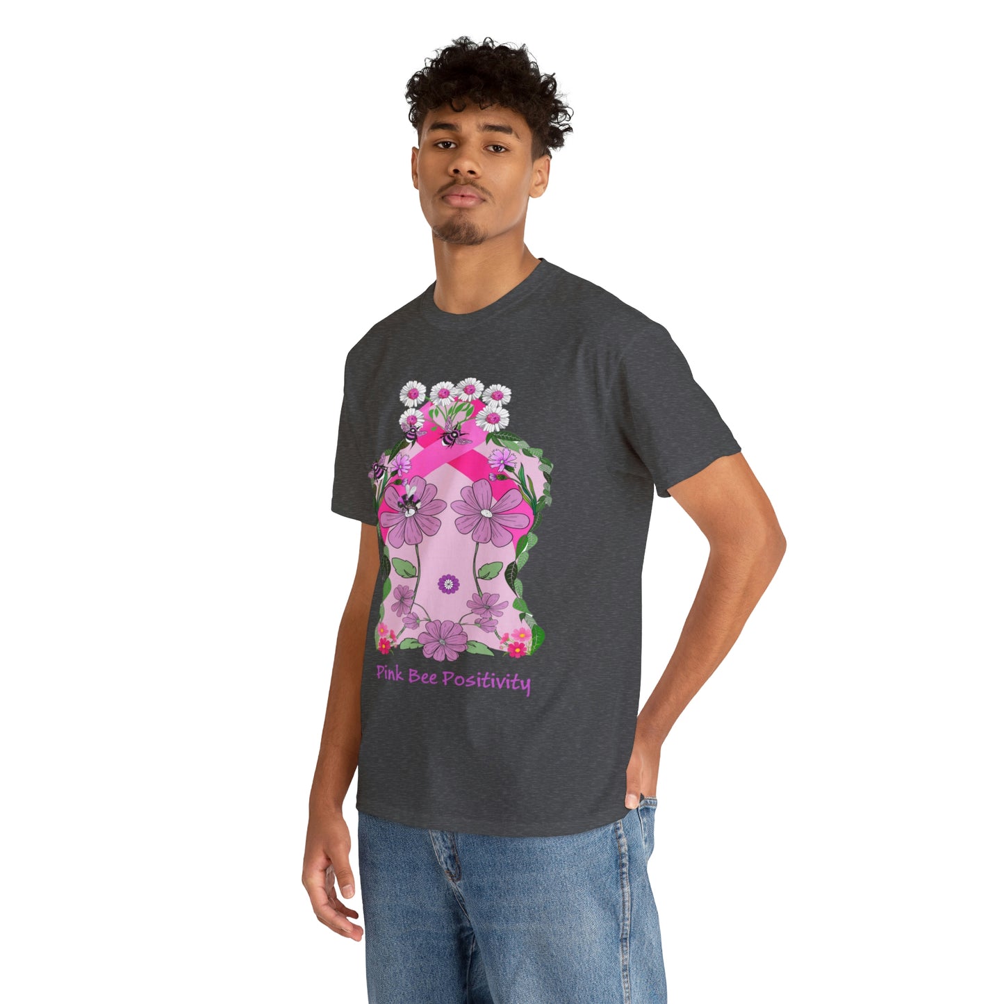 Pink Bee Positivity / T-shirt is in aid of cancer awareness, 20% of all profits will go to cancer research.
