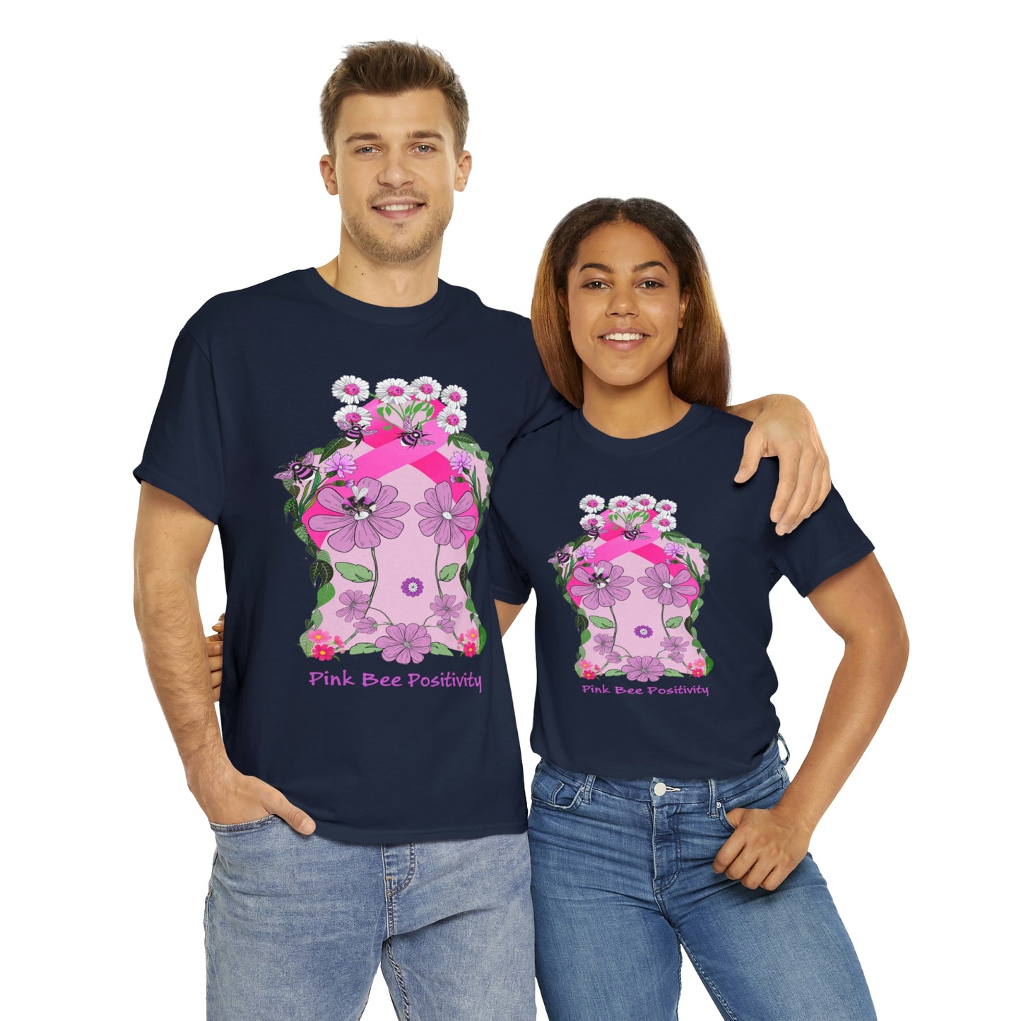 Pink Bee Positivity / T-shirt is in aid of cancer awareness, 20% of all profits will go to cancer research.