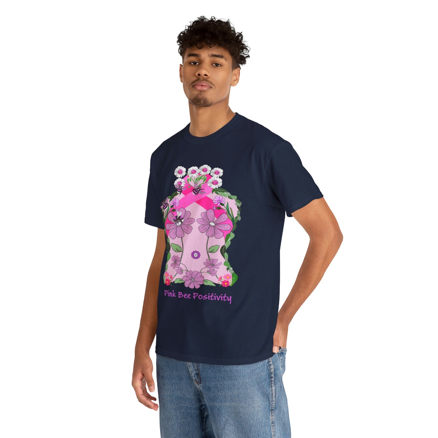 Pink Bee Positivity / T-shirt is in aid of cancer awareness, 20% of all profits will go to cancer research.