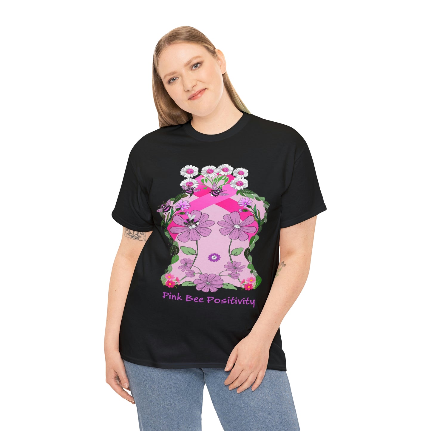Pink Bee Positivity / T-shirt is in aid of cancer awareness, 20% of all profits will go to cancer research.