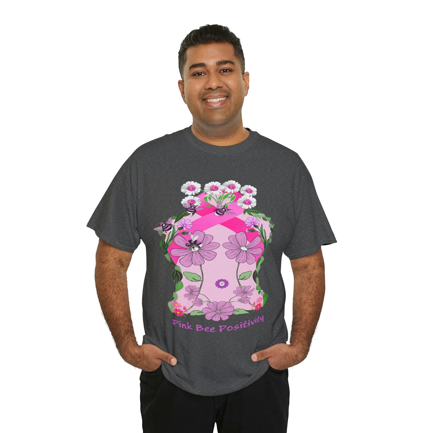 Pink Bee Positivity / T-shirt is in aid of cancer awareness, 20% of all profits will go to cancer research.