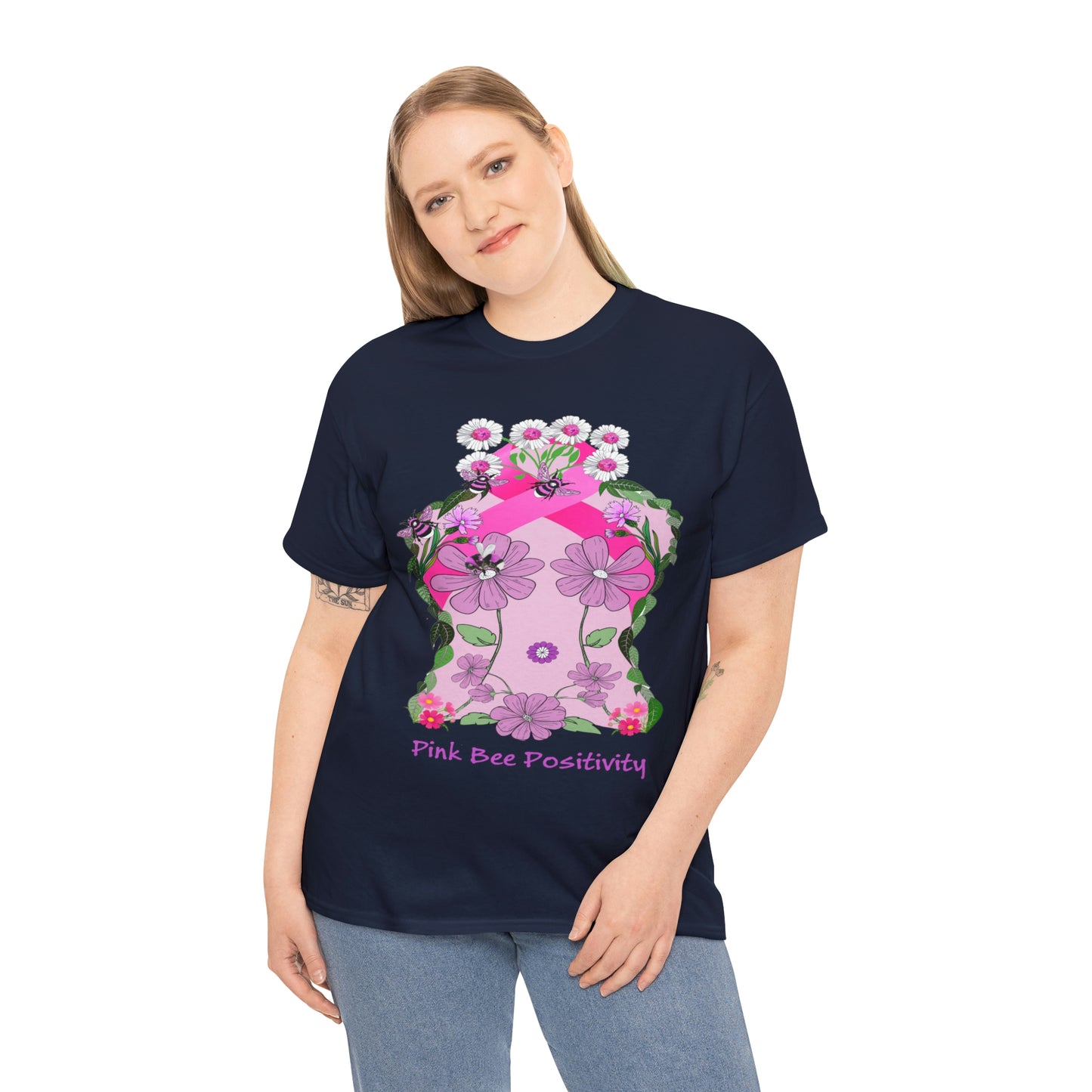 Pink Bee Positivity / T-shirt is in aid of cancer awareness, 20% of all profits will go to cancer research.