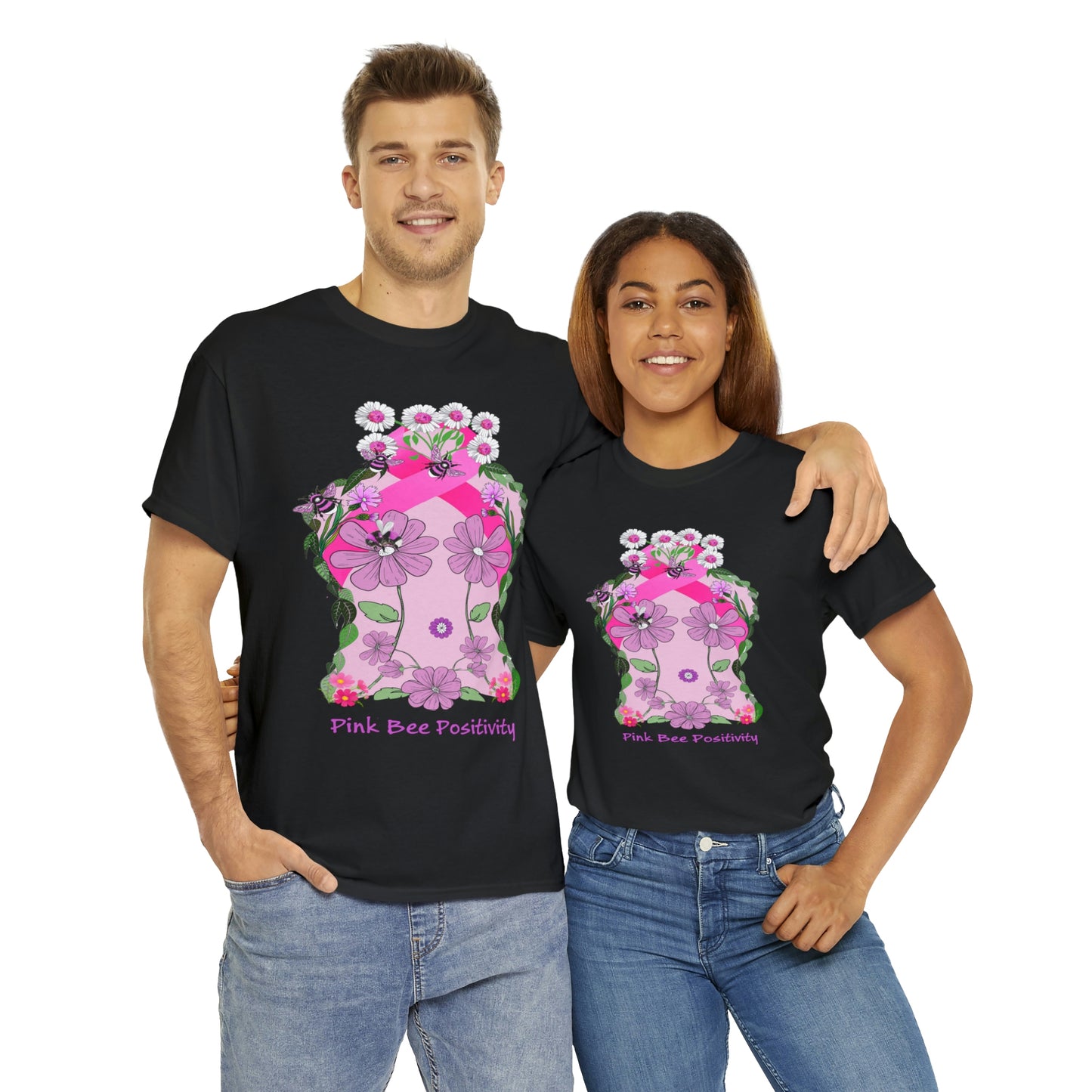 Pink Bee Positivity / T-shirt is in aid of cancer awareness, 20% of all profits will go to cancer research.