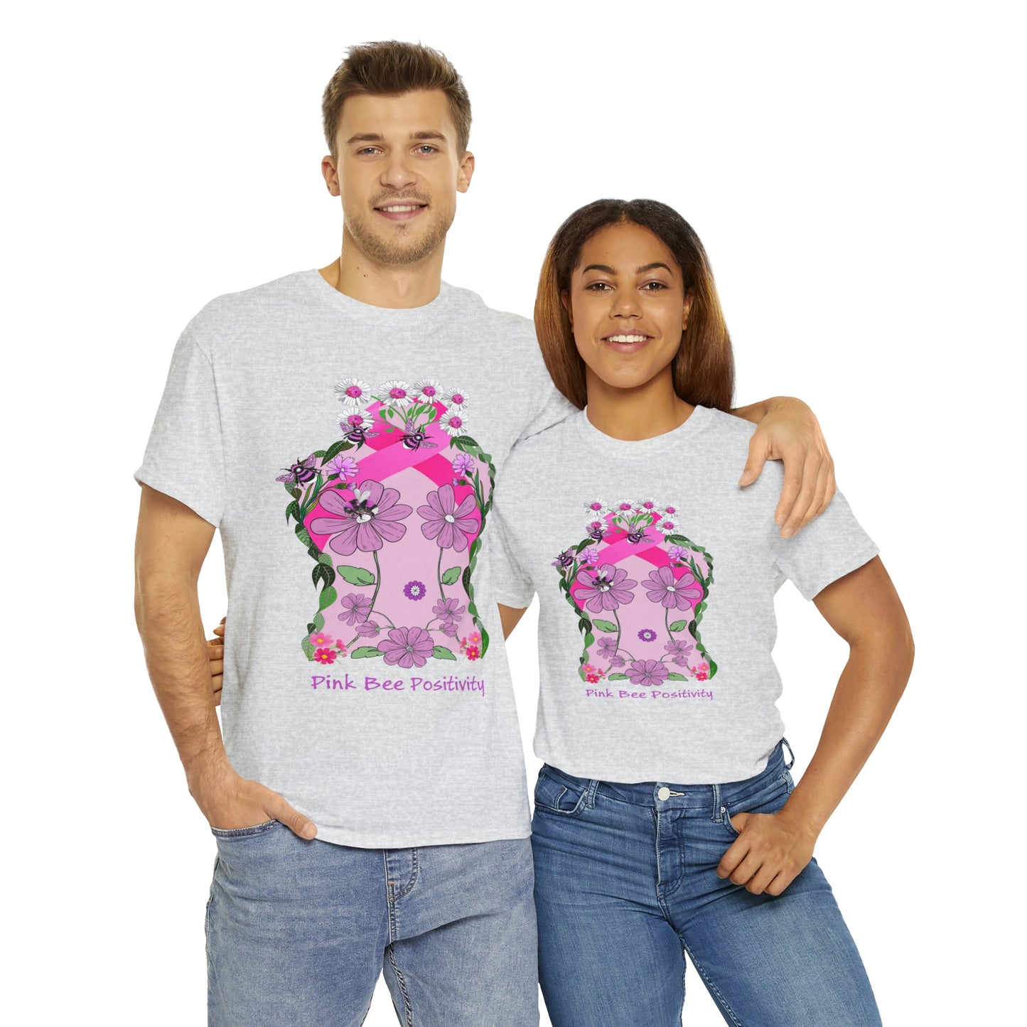 Pink Bee Positivity / T-shirt is in aid of cancer awareness, 20% of all profits will go to cancer research.