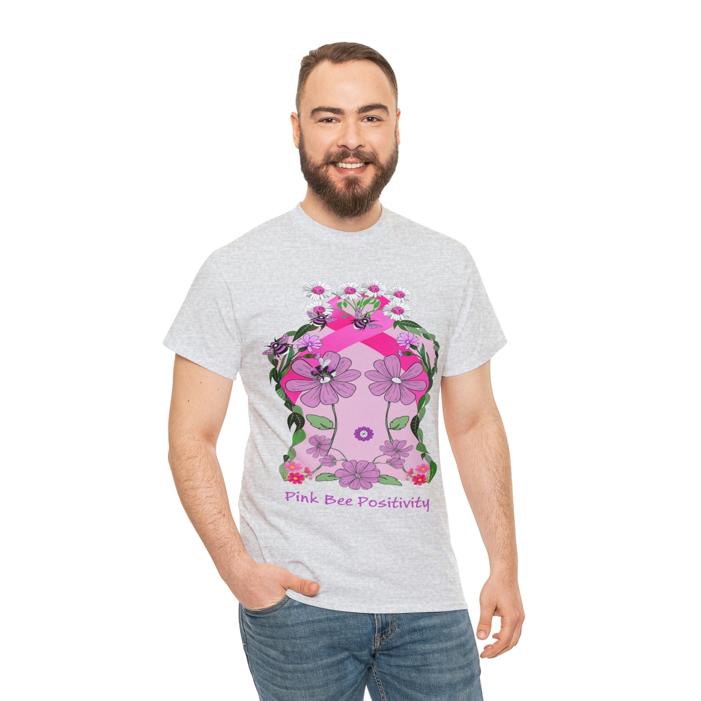 Pink Bee Positivity / T-shirt is in aid of cancer awareness, 20% of all profits will go to cancer research.