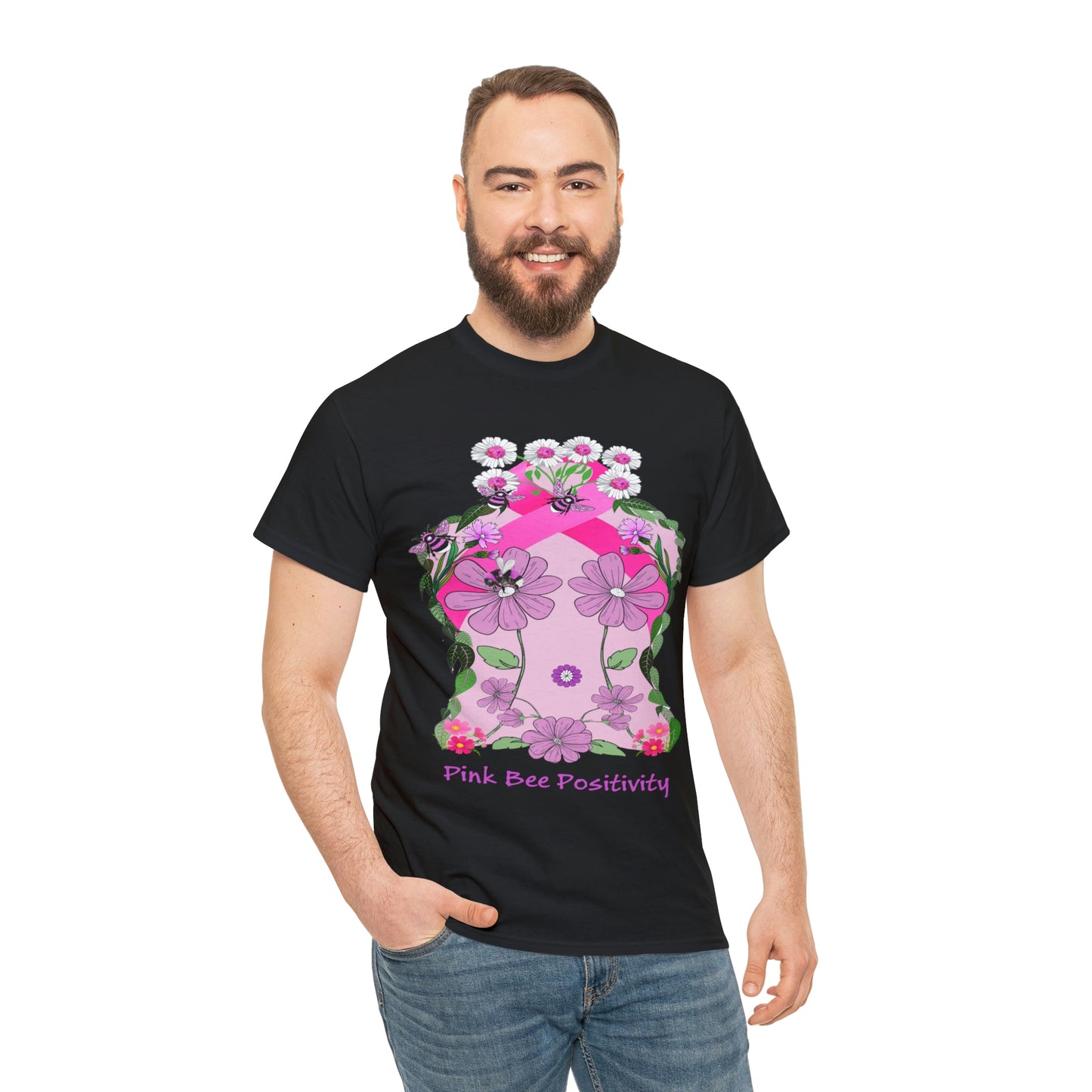 Pink Bee Positivity / T-shirt is in aid of cancer awareness, 20% of all profits will go to cancer research.