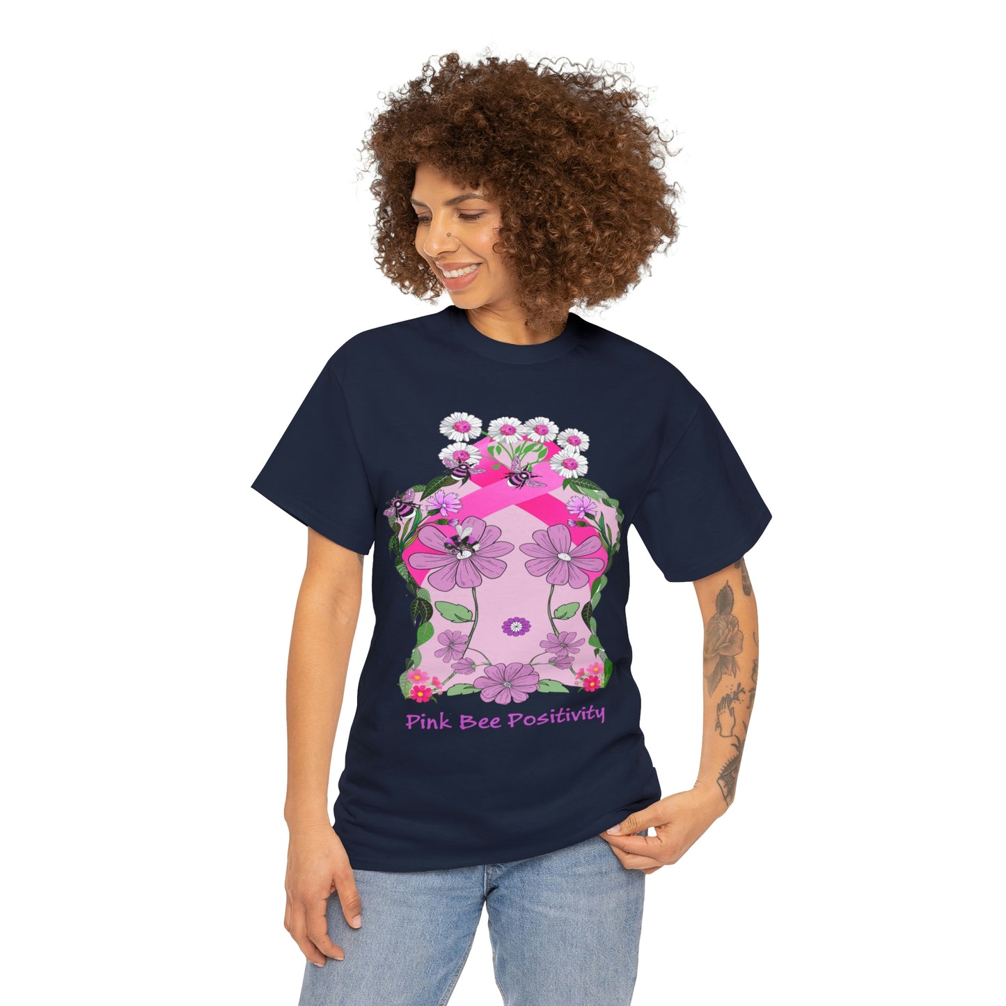 Pink Bee Positivity / T-shirt is in aid of cancer awareness, 20% of all profits will go to cancer research.