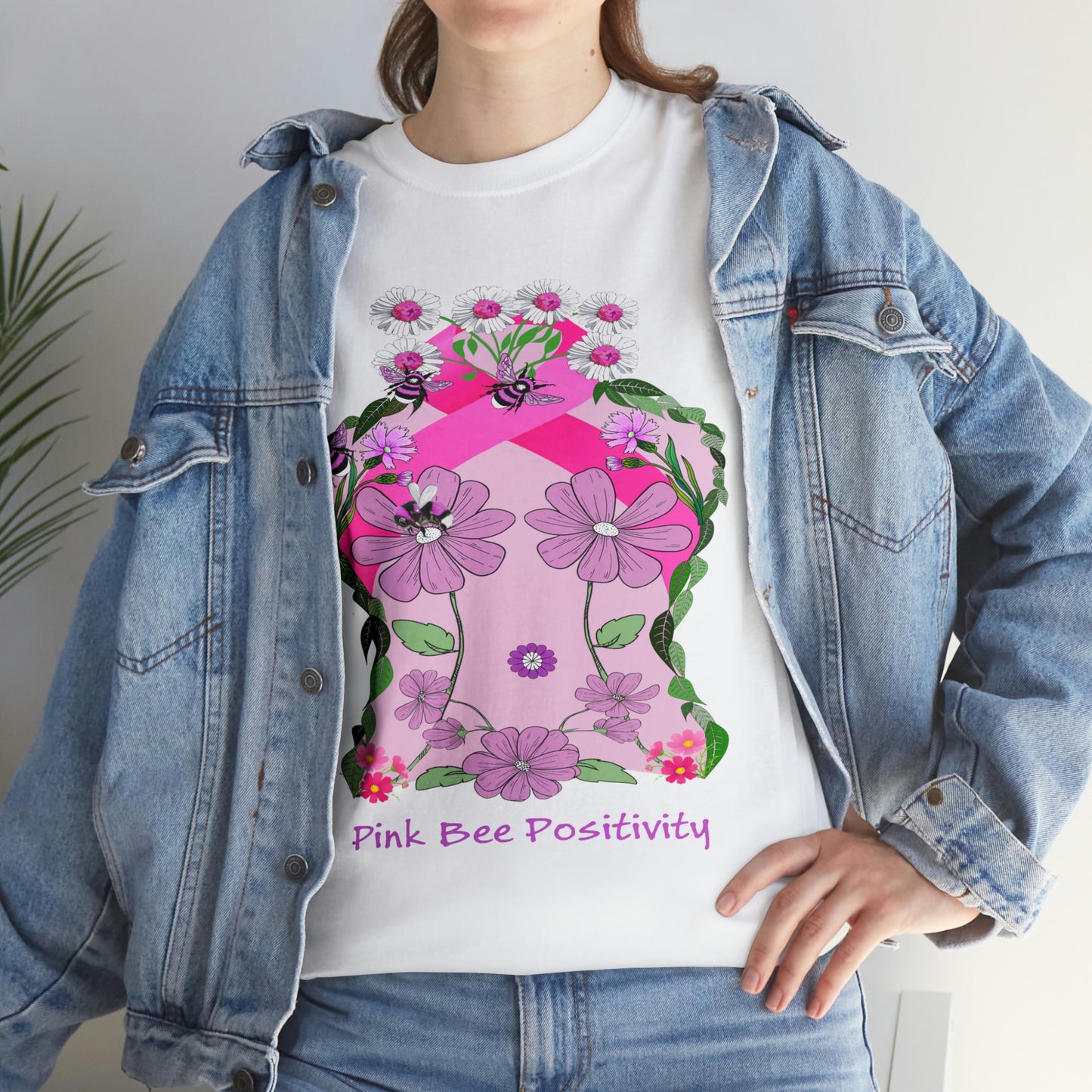 Pink Bee Positivity / T-shirt is in aid of cancer awareness, 20% of all profits will go to cancer research.
