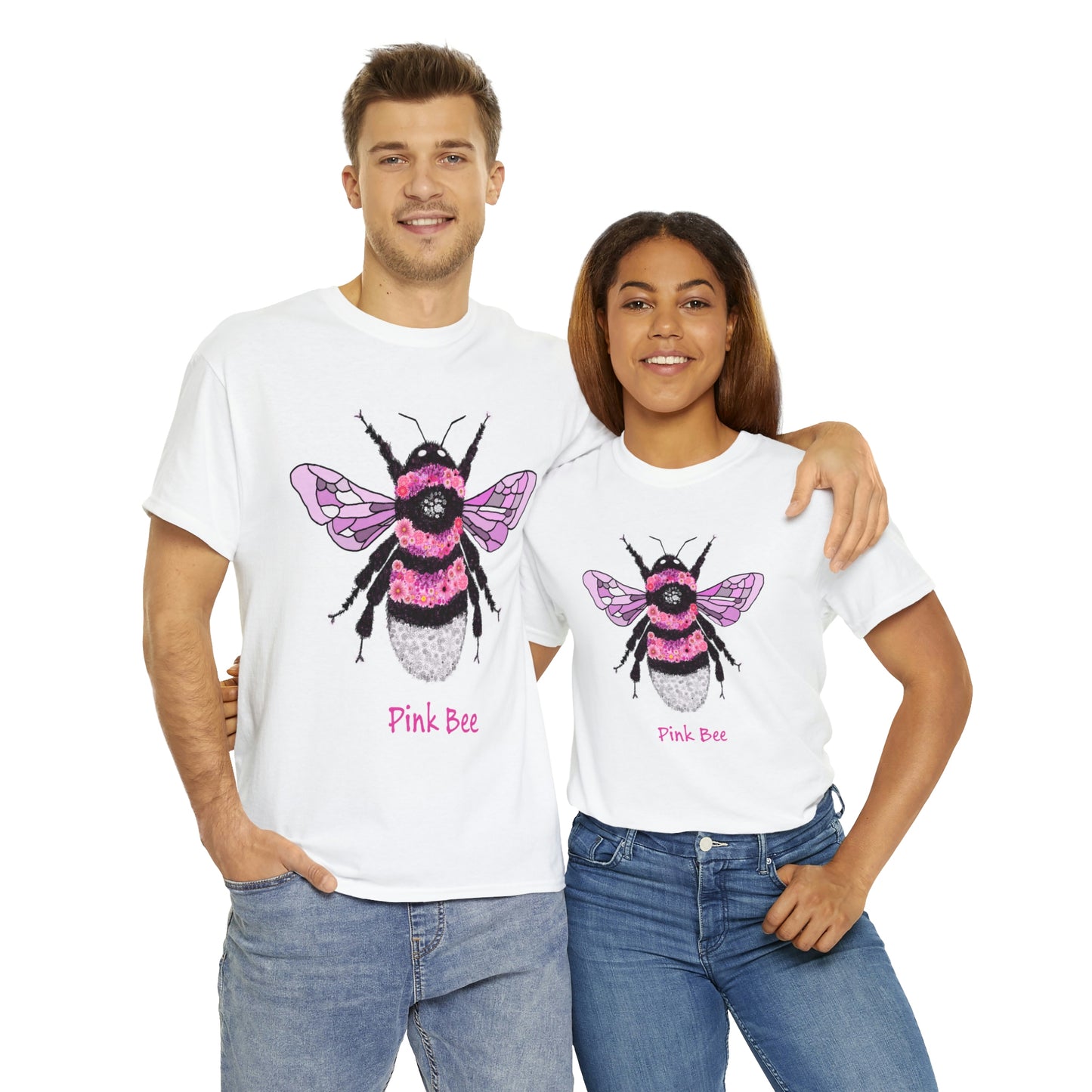 Floral Pink Bee - Tshirt