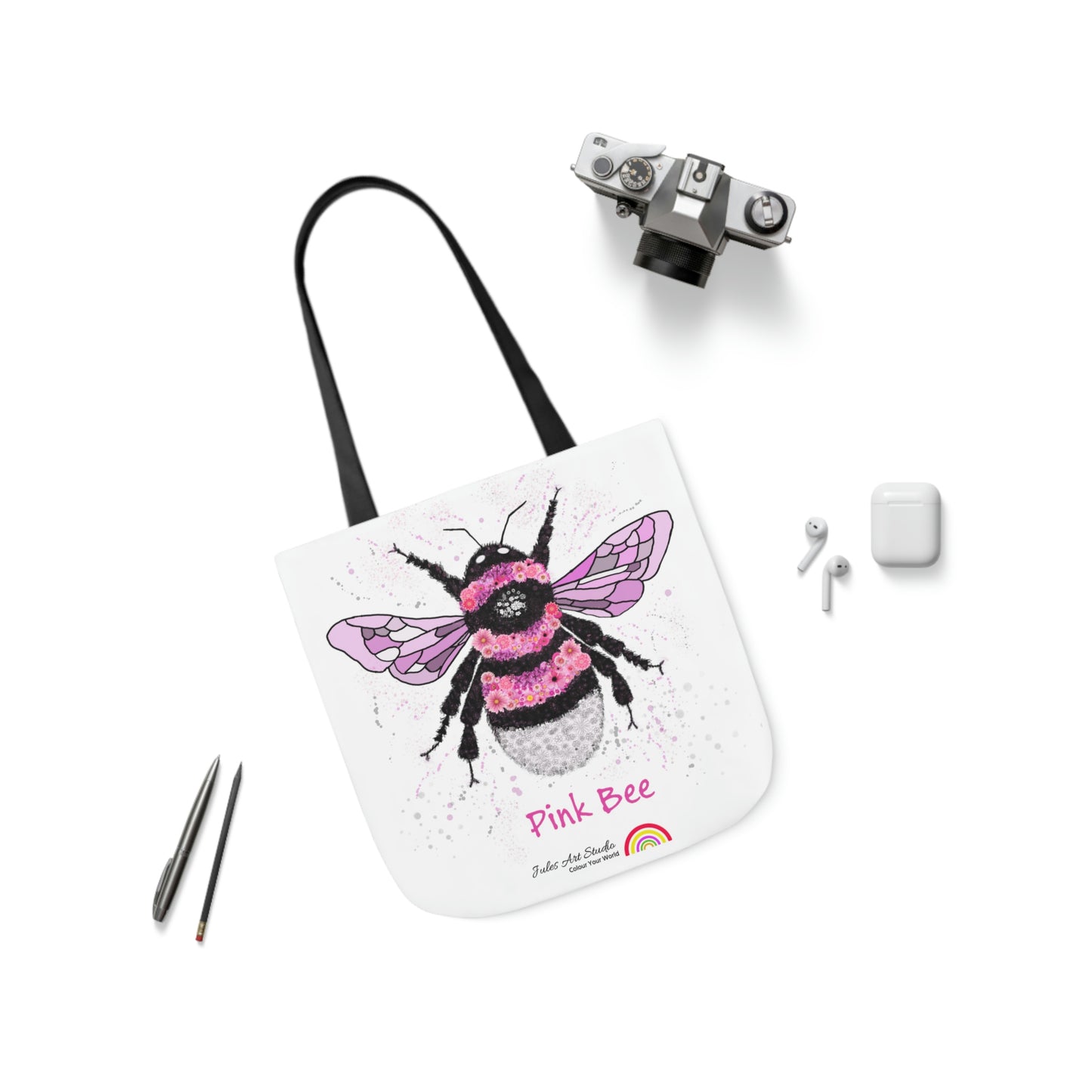 Floral Pink Bee - Tote Bag