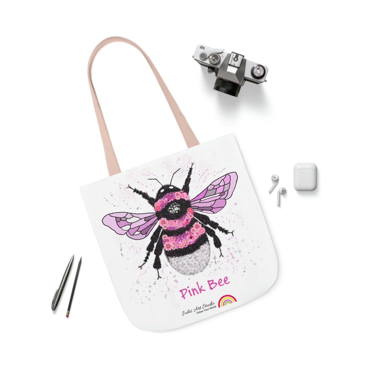 Floral Pink Bee - Tote Bag