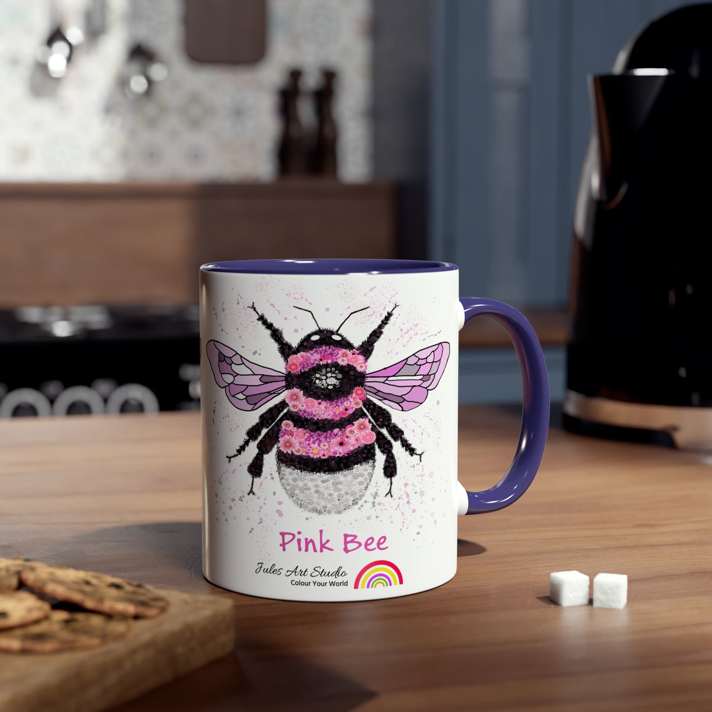 Floral Pink Bee - Two Tone Mug