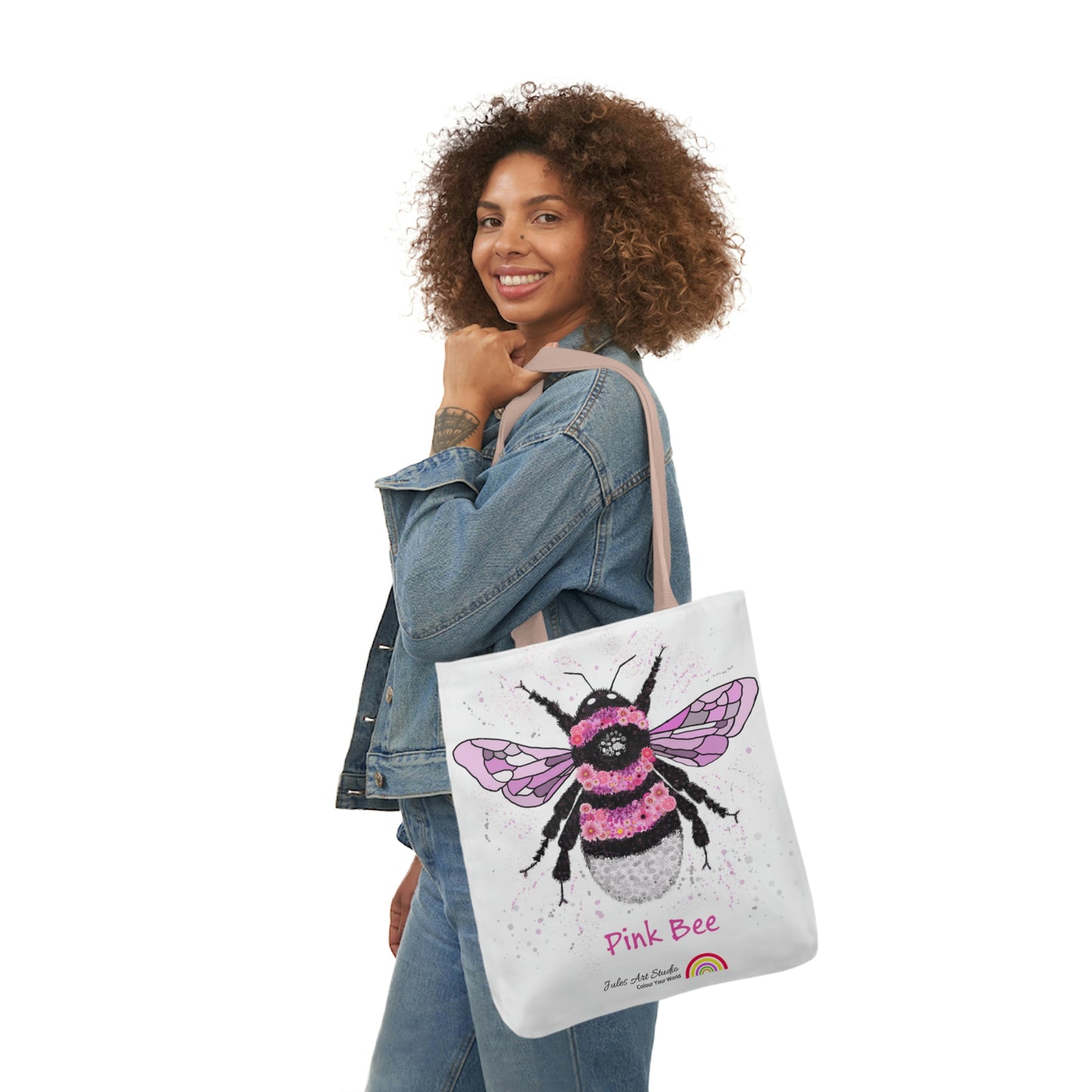 Floral Pink Bee - Tote Bag