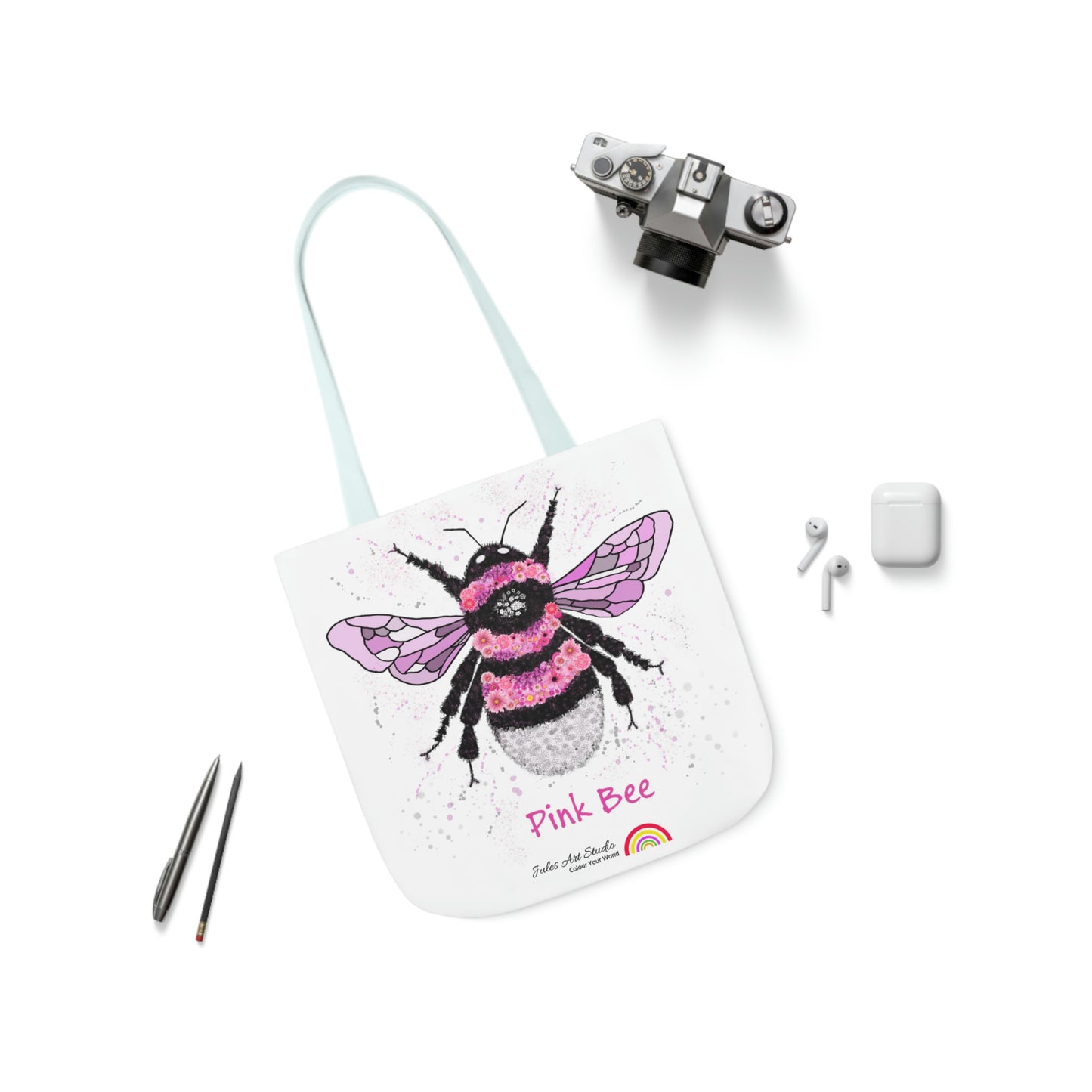 Floral Pink Bee - Tote Bag